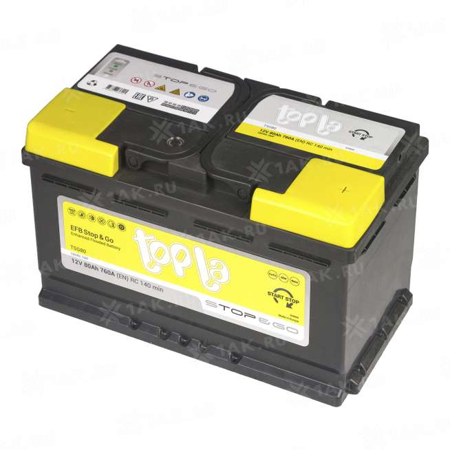 Аккумулятор TOPLA EFB Stop &amp; Go (80 Ah, 12 V) Обратная, R+ L4 арт.112080 2