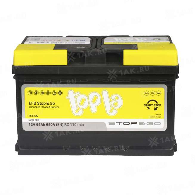 Аккумулятор TOPLA EFB Stop &amp; Go (65 Ah, 12 V) Обратная, R+ LB3 арт.112065 2