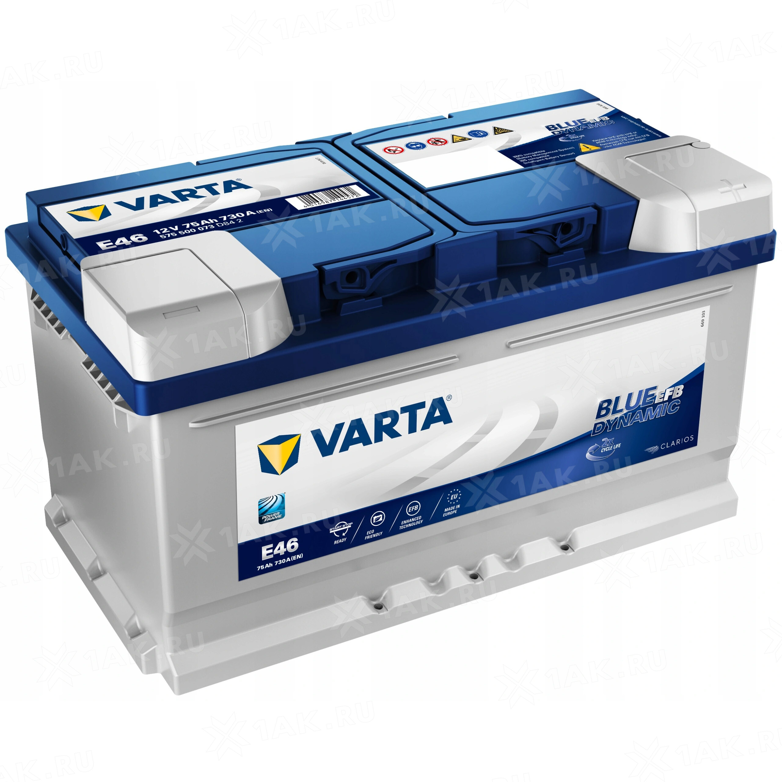 Купить аккумулятор VARTA Blue Dynamic EFB (75 Ah) 730 A, 12 V Обратная, R+  арт.575500 с бесплатной доставкой – 1AK.RU