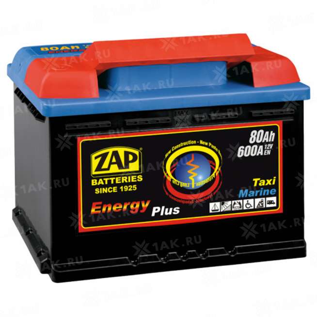 Аккумулятор ZAP ENERGY (80 Ah, 12 V) Обратная, R+ L3 арт.958 07 0