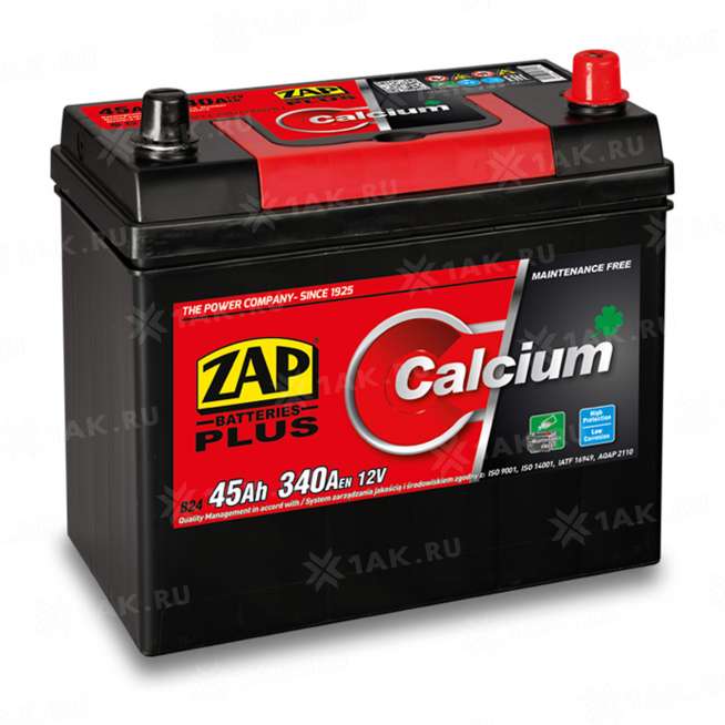 Аккумулятор ZAP PLUS (45 Ah, 12 V) Обратная, R+ B24 арт.545 23 0