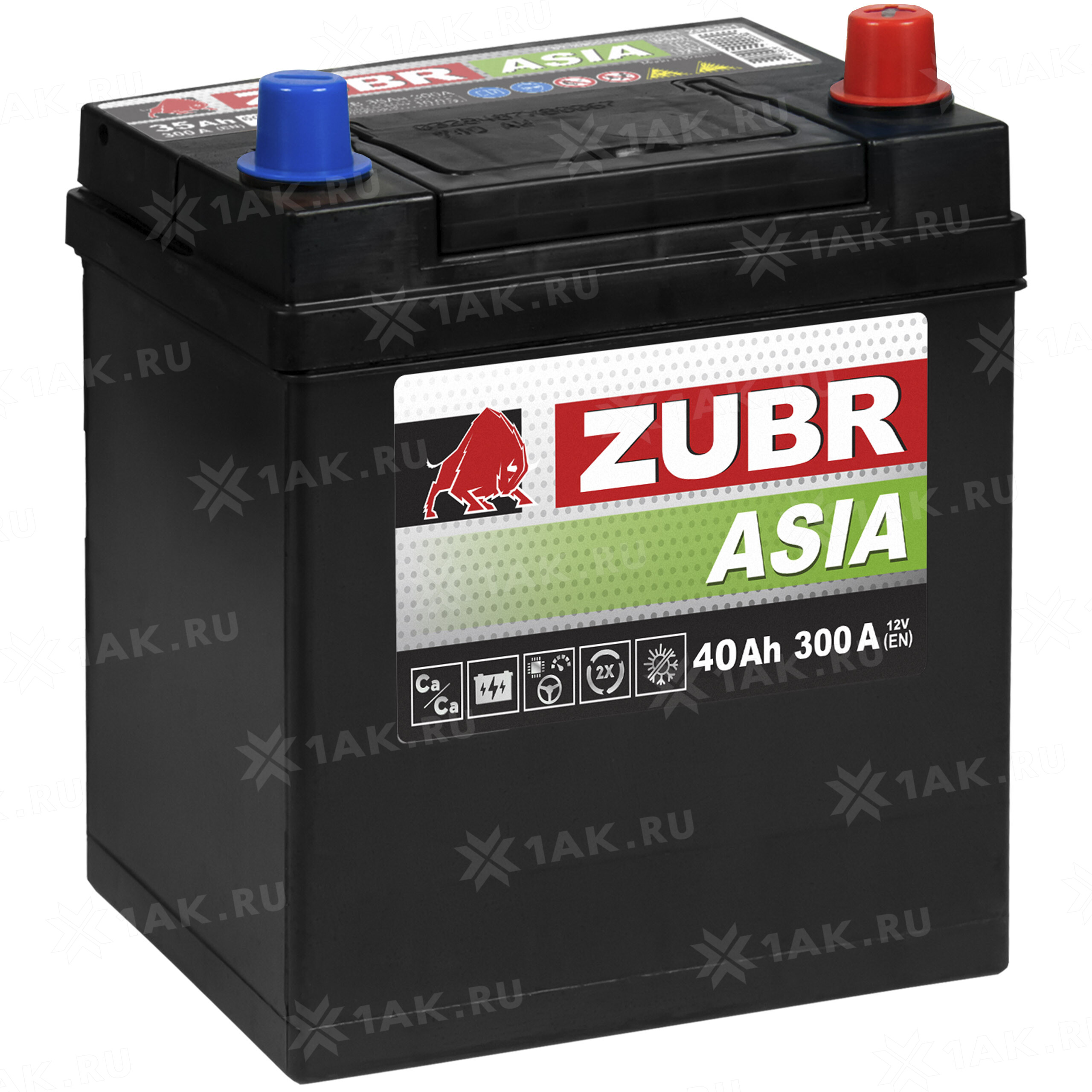 Купить аккумулятор ZUBR Premium Asia (40 Ah) 300 A, 12 V Обратная, R+  арт.ZPA400 с бесплатной доставкой – 1AK.RU