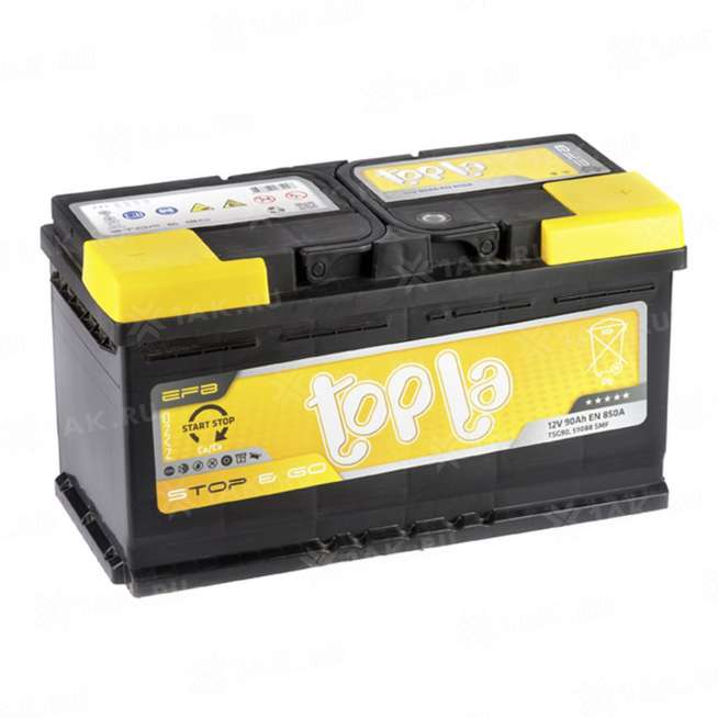 Аккумулятор TOPLA EFB Stop &amp; Go (90 Ah, 12 V) Обратная, R+ L5 арт.112090 0