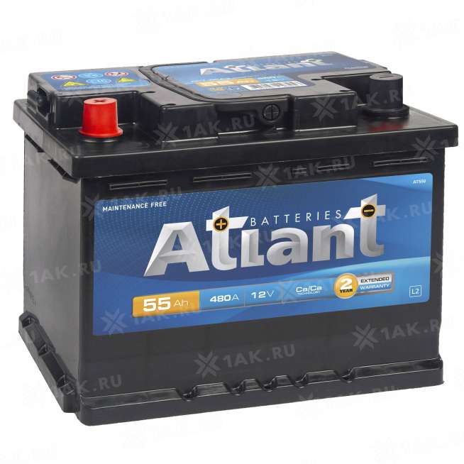 Аккумулятор ATLANT Blue (55 Ah, 12 V) Прямая, L+ L2 арт.AT551 0