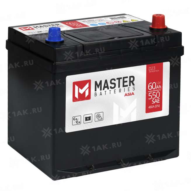 Аккумулятор MASTER BATTERIES (60 Ah, 12 V) Обратная, R+ D23 арт.MBA600 0