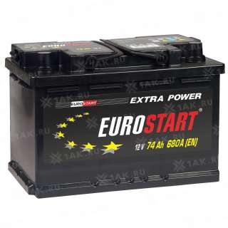 Аккумулятор EUROSTART Extra Power (74 Ah, 12 V) Обратная, R+ L3 арт.EU740