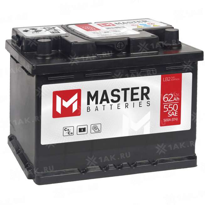 Аккумулятор MASTER BATTERIES (62 Ah, 12 V) Прямая, L+ LB2 арт.MB621 0