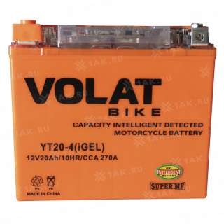 Аккумулятор VOLAT (20 Ah, 12 V) L+ YT20-4 арт.YT20-4 (iGEL)Volat