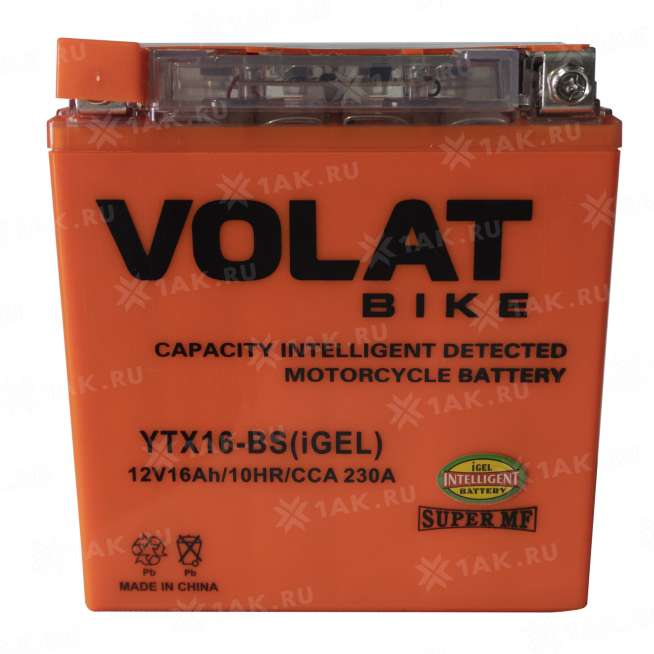 Аккумулятор VOLAT (16 Ah, 12 V) Прямая, L+ YTX16-BS арт.YTX16-BS(iGEL)Volat 6