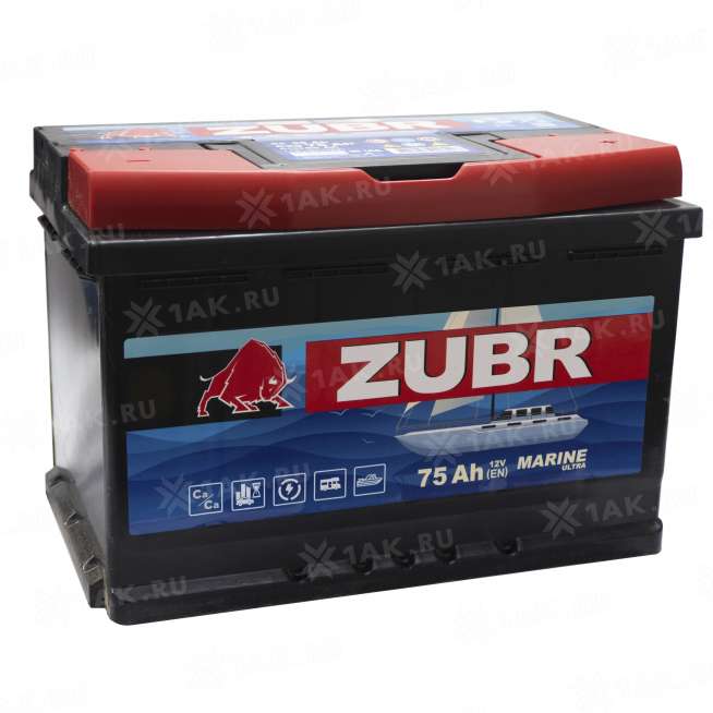 Аккумулятор ZUBR MARINE (75 Ah, 12 V) Обратная, R+ L3 арт.ZM750 0