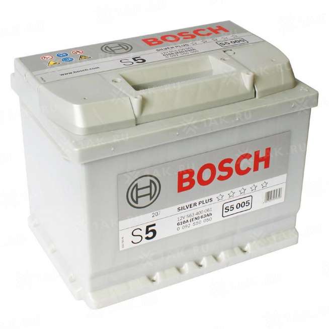 Аккумулятор BOSCH S5 (63 Ah, 12 V) Обратная, R+ L2 арт. 0