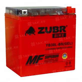 Аккумулятор ZUBR (30 Ah, 12 V) Обратная, R+ YB30L-BS арт.YB30L-BS (iGEL) 0
