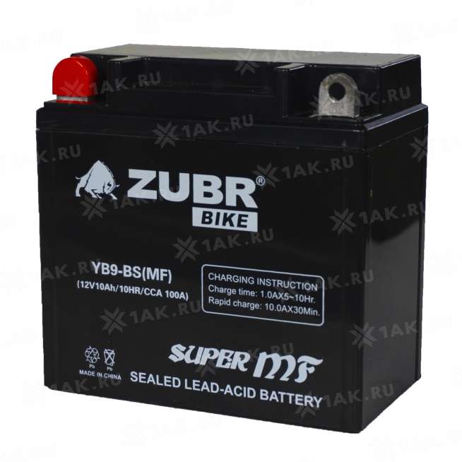 Аккумулятор ZUBR (10 Ah, 12 V) Прямая, L+ YB9-BS арт.YB9-BS (MF) 0