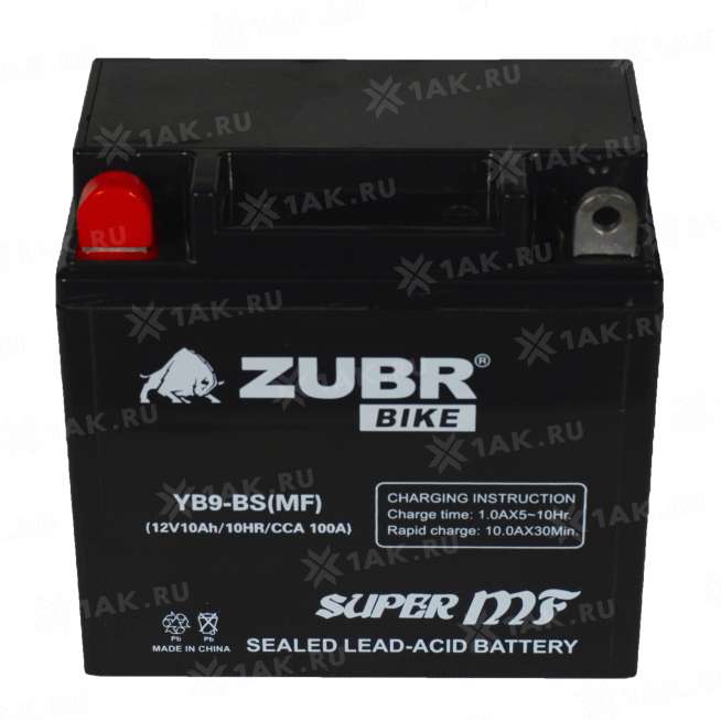 Аккумулятор ZUBR (10 Ah, 12 V) Прямая, L+ YB9-BS арт.YB9-BS (MF) 1