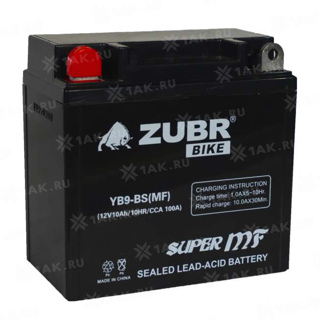Аккумулятор ZUBR (10 Ah, 12 V) Прямая, L+ YB9-BS арт.YB9-BS (MF) 2