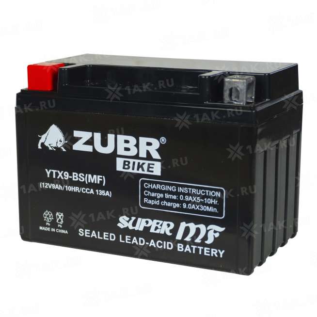 Аккумулятор ZUBR (9 Ah, 12 V) Прямая, L+ YTX9-BS арт.YTX9-BS (MF) 3