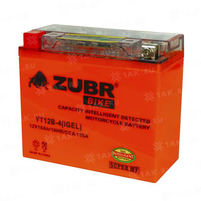Аккумулятор ZUBR (10 Ah, 12 V) Прямая, L+ YT12B-4 арт.YT12B-4 (iGEL) 0