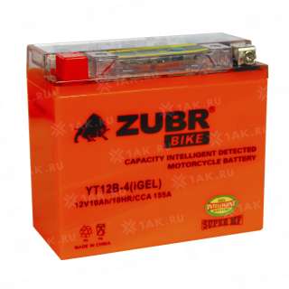 Аккумулятор ZUBR (10 Ah, 12 V) Прямая, L+ YT12B-4 арт.YT12B-4 (iGEL)