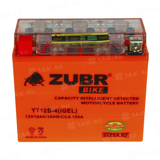Аккумулятор ZUBR (10 Ah, 12 V) Прямая, L+ YT12B-4 арт.YT12B-4 (iGEL) 3