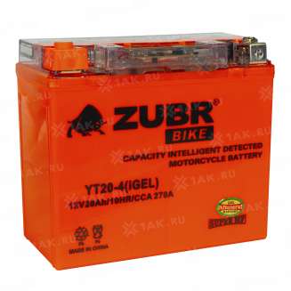 Аккумулятор ZUBR (20 Ач, 12 V) Прямая, L+ YT20-4 арт.YT20-4 (iGEL) 0