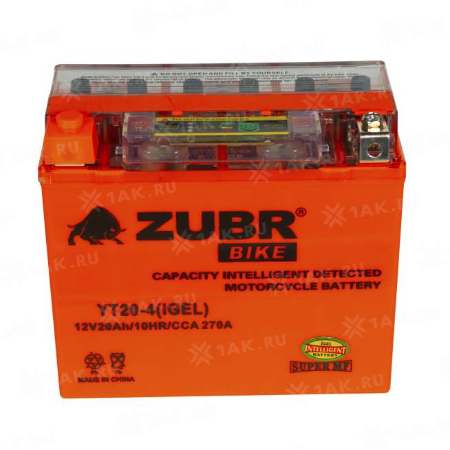 Аккумулятор ZUBR (20 Ah, 12 V) Прямая, L+ YT20-4 арт.YT20-4 (iGEL) 1