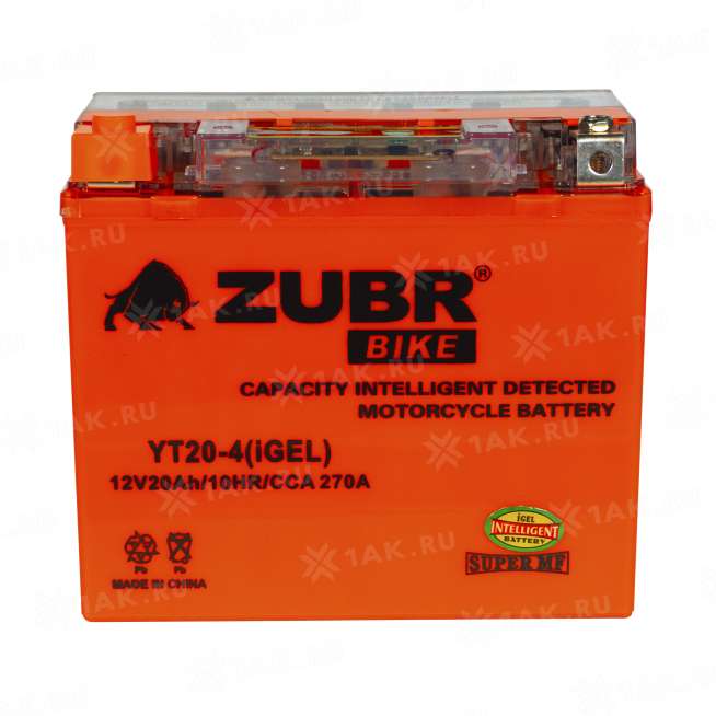 Аккумулятор ZUBR (20 Ah, 12 V) Прямая, L+ YT20-4 арт.YT20-4 (iGEL) 3