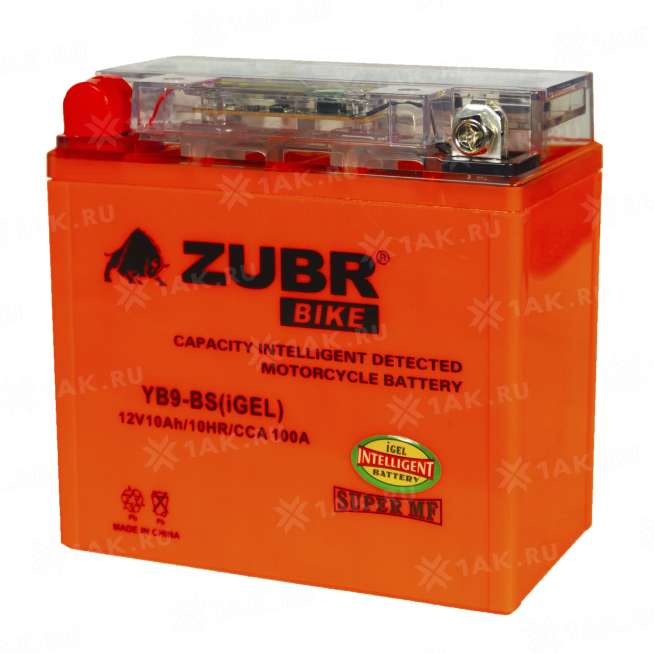 Аккумулятор ZUBR (10 Ah, 12 V) Прямая, L+ YB9-BS арт.YB9-BS (iGEL) 1