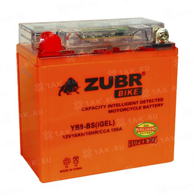 Аккумулятор ZUBR (10 Ah, 12 V) Прямая, L+ YB9-BS арт.YB9-BS (iGEL) 3