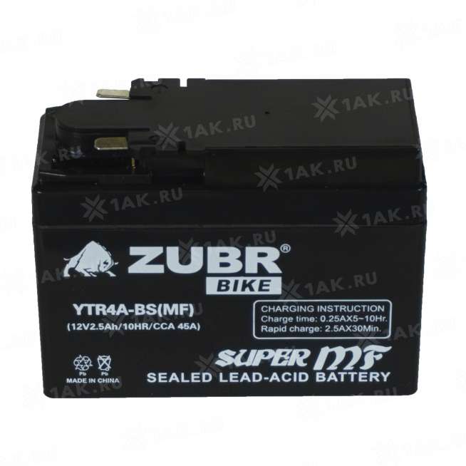 Аккумулятор ZUBR (2.5 Ah, 12 V) Обратная, R+ YTR4A-BS арт.YTR4A-BS (MF) 1