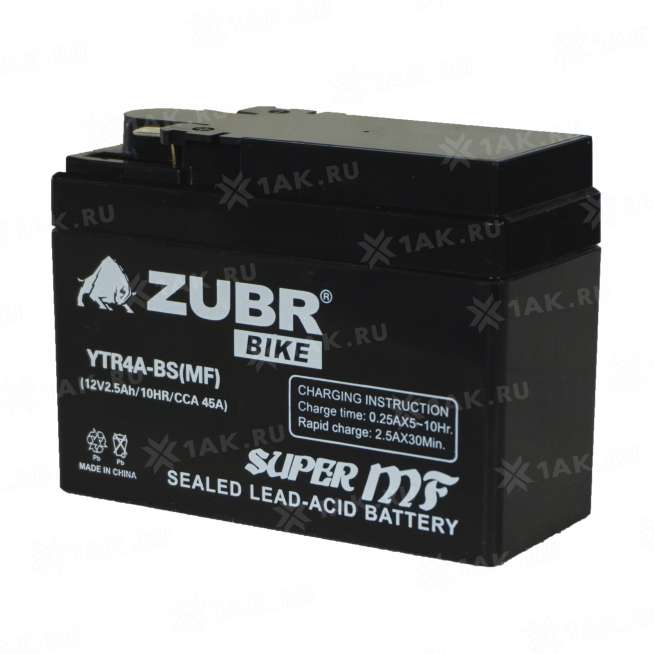 Аккумулятор ZUBR (2.5 Ah, 12 V) Обратная, R+ YTR4A-BS арт.YTR4A-BS (MF) 3