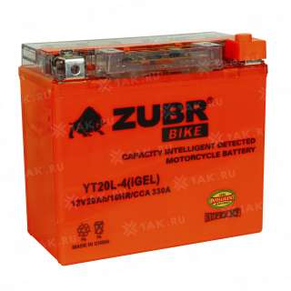 Аккумулятор ZUBR (20 Ah, 12 V) R+ YT20L-4 арт.YT20L-4 (iGEL)