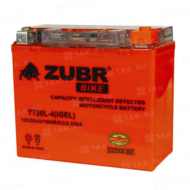 Аккумулятор ZUBR (20 Ah, 12 V) Обратная, R+ YT20L-4 арт.YT20L-4 (iGEL) 4