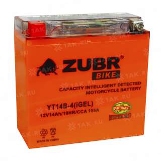 Аккумулятор ZUBR (14 Ah, 12 V) L+ YT14B-4 арт.YT14B-4 (iGEL)
