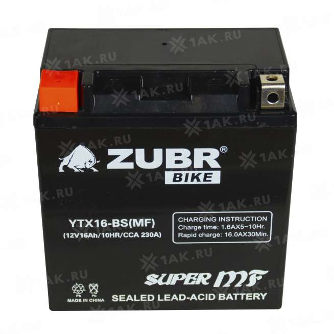 Аккумулятор ZUBR (16 Ah, 12 V) Прямая, L+ YTX16-BS арт.YTX16-BS (MF) 3
