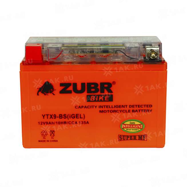 Аккумулятор ZUBR (9 Ач, 12 V) Прямая, L+ YTX9-BS арт.YTX9-BS (iGEL) 2