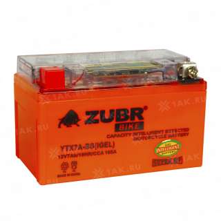 Аккумулятор ZUBR (7 Ah, 12 V) L+ YTX7A-BS арт.YTX7A-BS (iGEL)