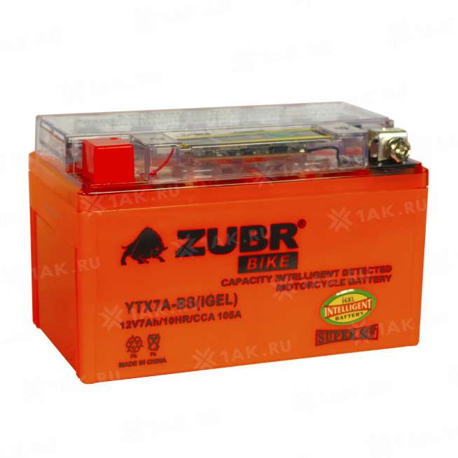 Аккумулятор ZUBR (7 Ah, 12 V) Прямая, L+ YTX7A-BS арт.YTX7A-BS (iGEL) 0
