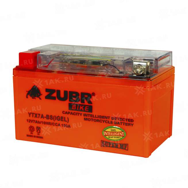Аккумулятор ZUBR (7 Ah, 12 V) Прямая, L+ YTX7A-BS арт.YTX7A-BS (iGEL) 1