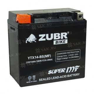 Аккумулятор ZUBR (14 Ah, 12 V) L+ YTX14-BS арт.YTX14-BS (MF)