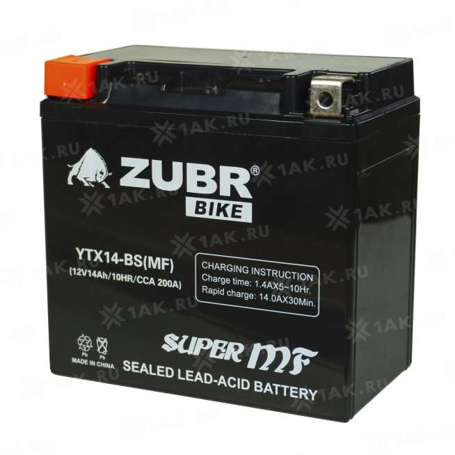 Аккумулятор ZUBR (14 Ah, 12 V) Прямая, L+ YTX14-BS арт.YTX14-BS (MF) 2