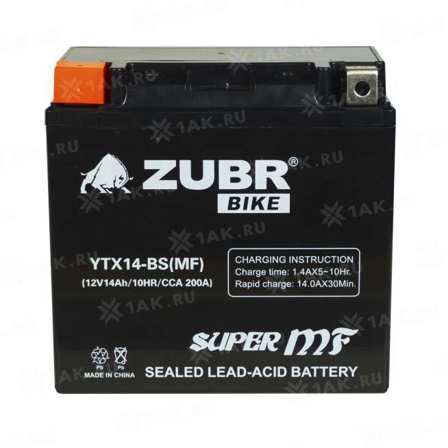Аккумулятор ZUBR (14 Ah, 12 V) Прямая, L+ YTX14-BS арт.YTX14-BS (MF) 3