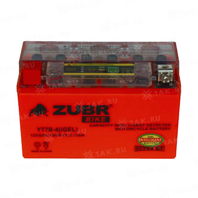 Аккумулятор ZUBR (8 Ah, 12 V) Прямая, L+ YT7B-BS арт.YT7B-4 (iGEL) 1