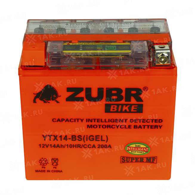 Аккумулятор ZUBR (9 Ah, 12 V) Прямая, L+ YTX14-BS арт.YTX14-BS (iGEL) 0