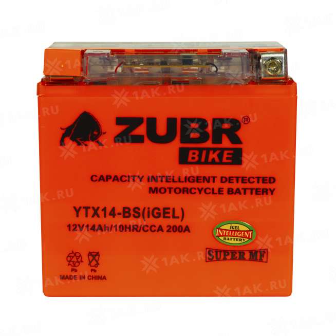 Аккумулятор ZUBR (9 Ah, 12 V) Прямая, L+ YTX14-BS арт.YTX14-BS (iGEL) 2