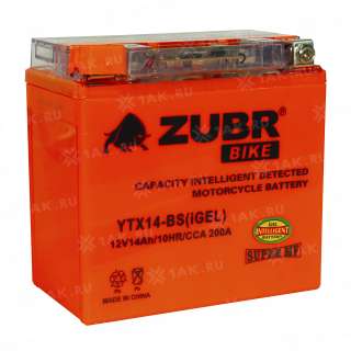 Аккумулятор ZUBR (9 Ah, 12 V) Прямая, L+ YTX14-BS арт.YTX14-BS (iGEL)
