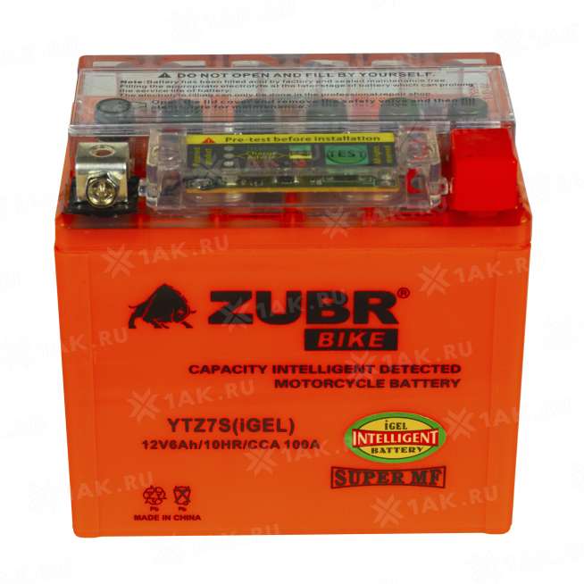 Аккумулятор ZUBR (6 Ah, 12 V) Обратная, R+ YTZ7S арт.YTZ7S (iGEL) 1