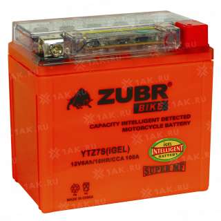 Аккумулятор ZUBR (6 Ah, 12 V) R+ YTZ7S арт.YTZ7S (iGEL)