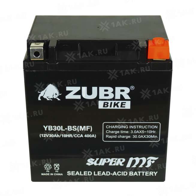 Аккумулятор ZUBR (30 Ah, 12 V) Обратная, R+ YB30L-BS арт.YB30L-BS (MF) 3
