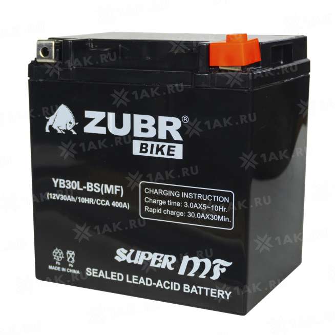Аккумулятор ZUBR (30 Ah, 12 V) Обратная, R+ YB30L-BS арт.YB30L-BS (MF) 4