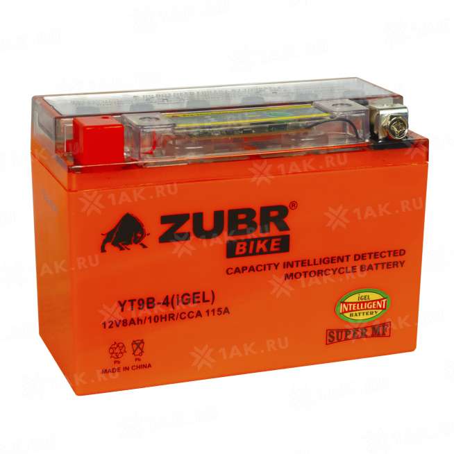 Аккумулятор ZUBR (8 Ah, 12 V) Прямая, L+ YT9B-4 арт.YT9B-4 (iGEL) 0